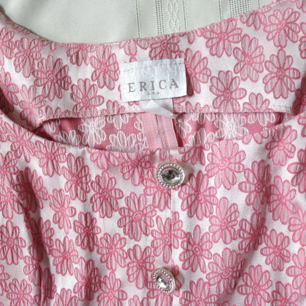 Vintage pink floral two piece skirt and sleeveless top set - Picture 4 of 7
